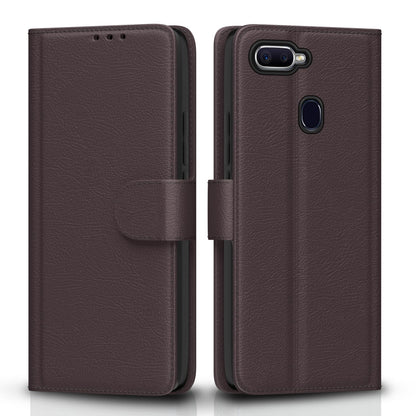 Pikkme coffee Wallet wallet flip cover for Oppo F9/F9 Pro/A5/A5s/A7/A11k/A12/Realme 2/2 Pro/Realme U1