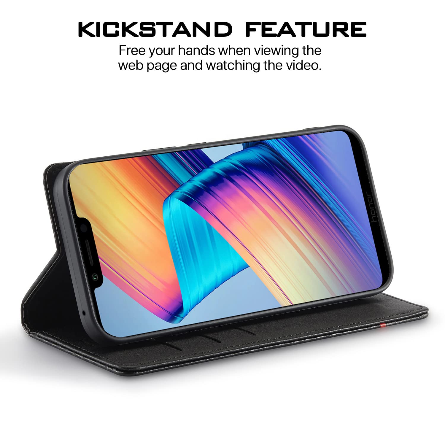 Honor Play wallet flip cover in black by Pikkme – photo 5