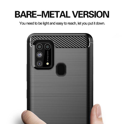 Pikkme Samsung Galaxy M31 / F41 / M31 Prime Hybrid Carbon Fiber Back Cover | Black