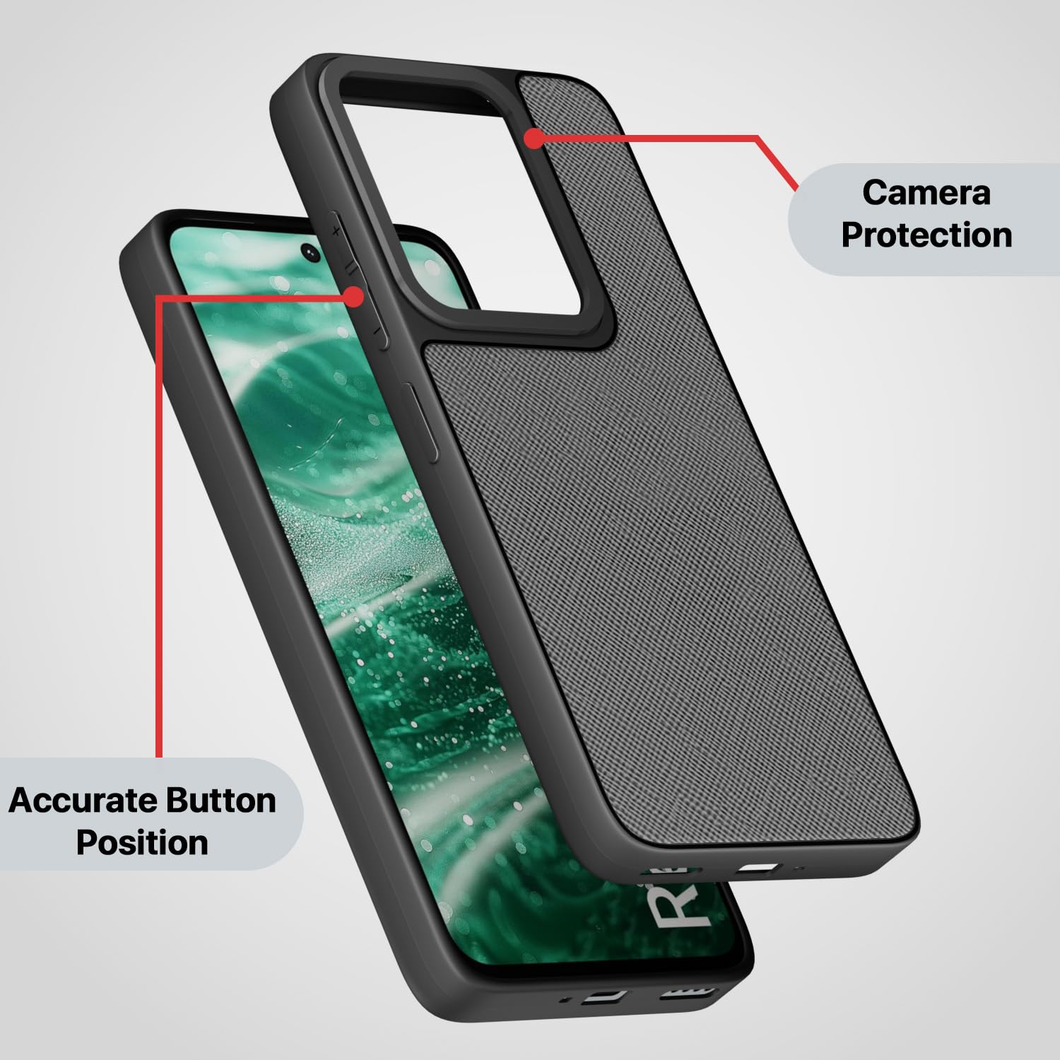 Redmi 13/Poco M6 Plus 5G Leatherback back cover in grey by Pikkme – photo 3