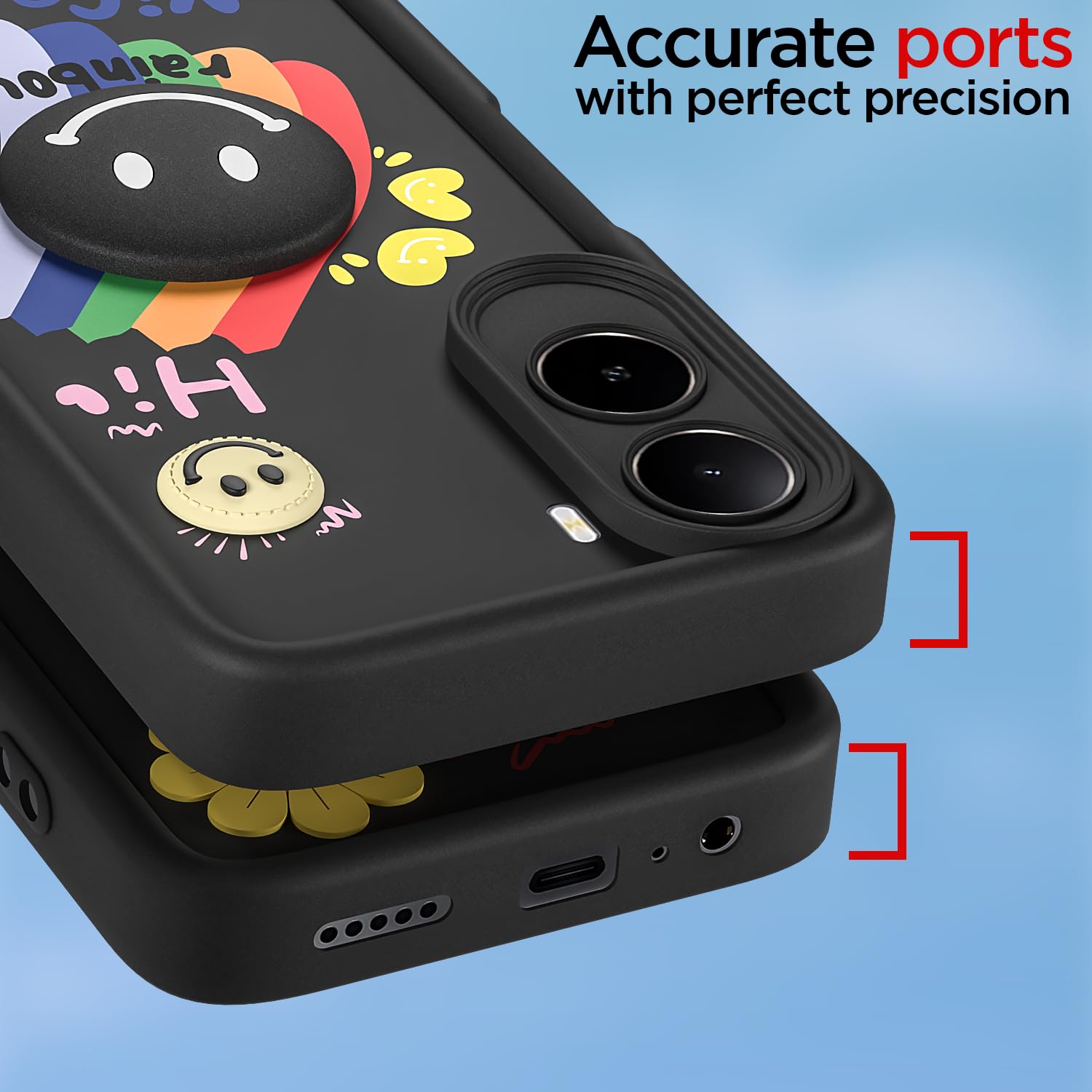 Pikkme Redmi A7 Pro/Poco C85x 5G/C81 Smile Rainbow black mobile back cover – photo 4