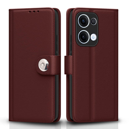 Pikkme Oppo Reno 13 5G Button brown flip case