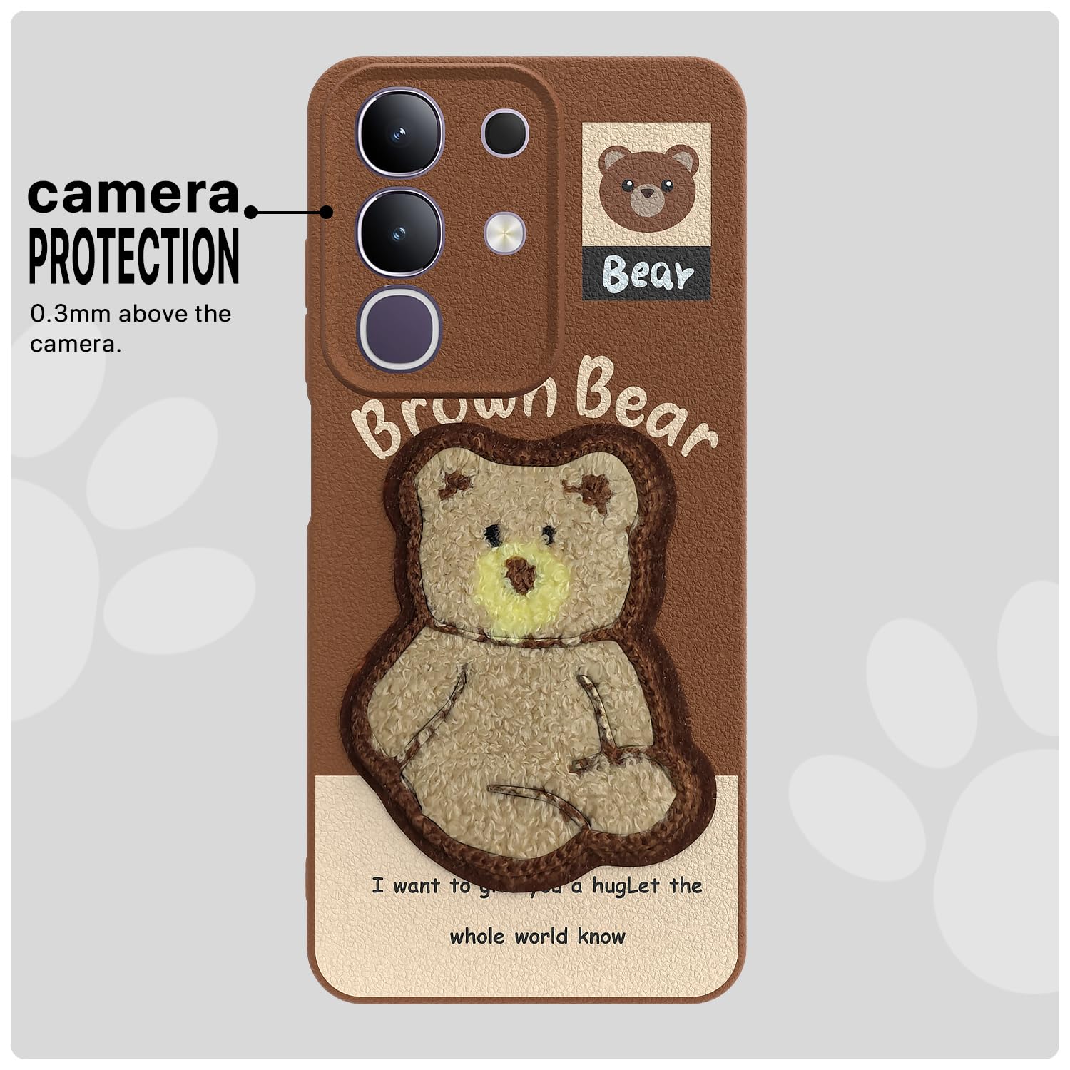 Vivo T4x/iQOO Z10x/Y31 Pro 5G Plush Patch mobile back cover in brown by Pikkme – photo 6