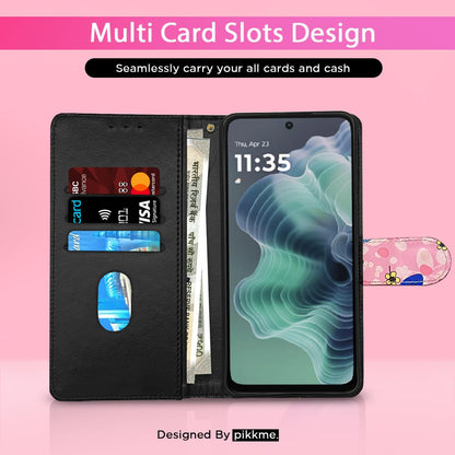 Pink flower mobile flip cover for Moto G35 5G – Pikkme – photo 2