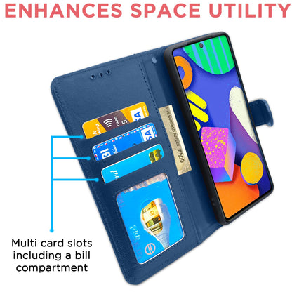 Pikkme Samsung Galaxy F62 Vintage Flip Cover (Blue)
