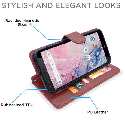 Nokia C01 Plus wallet flip cover in brown by Pikkme – photo 5