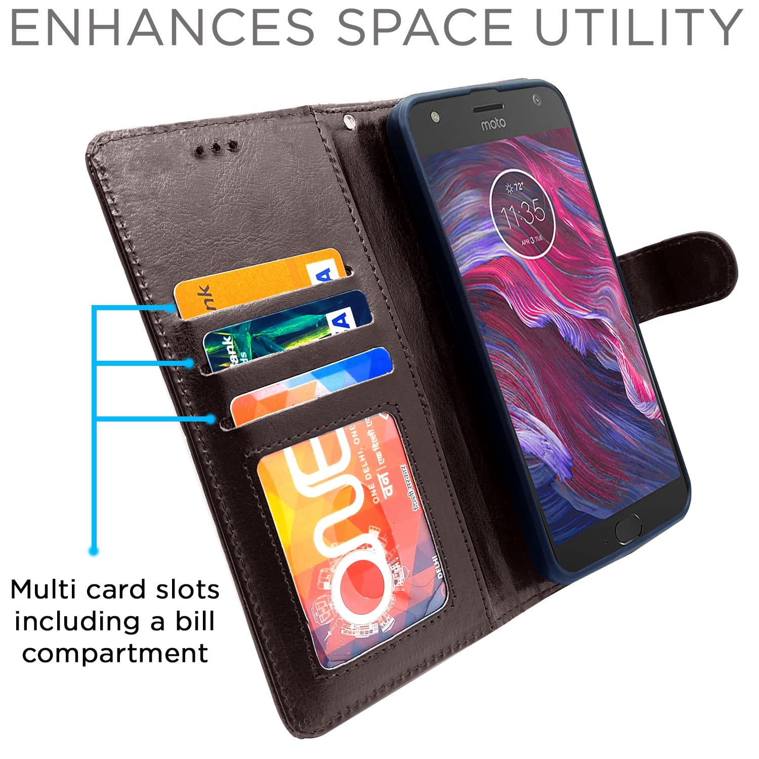 Pikkme Moto X4 Wallet coffee mobile flip cover – photo 3