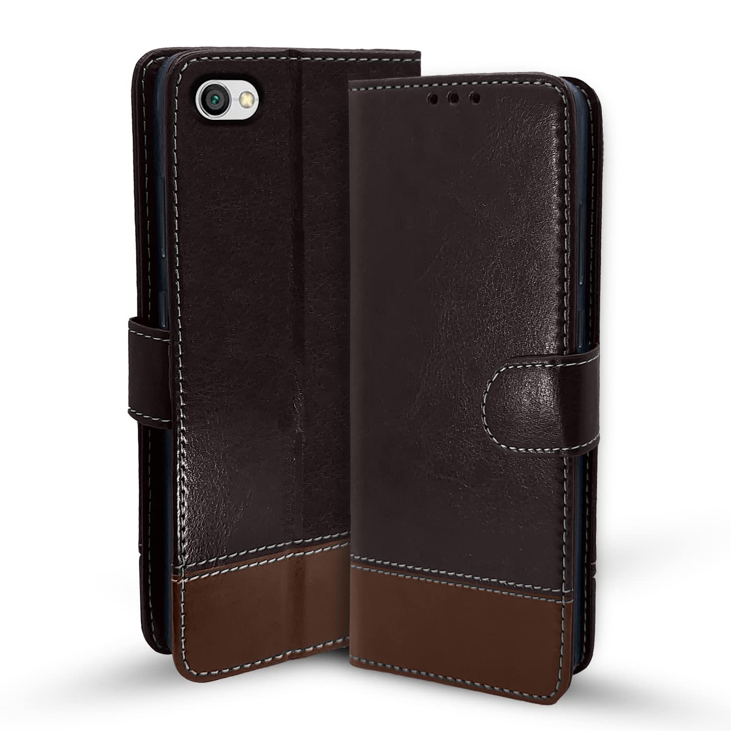 Redmi Y1 Lite flip cover in coffee & brown by Pikkme