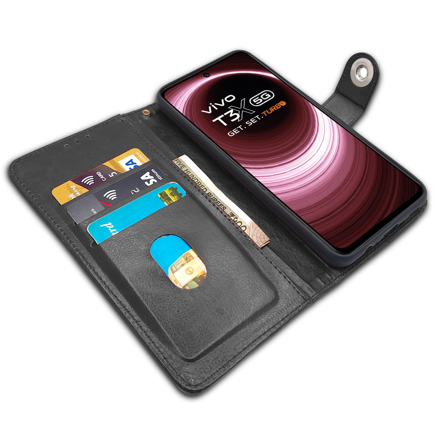 Pikkme black wallet flip cover for Vivo T3x/Y200i 5G – photo 3