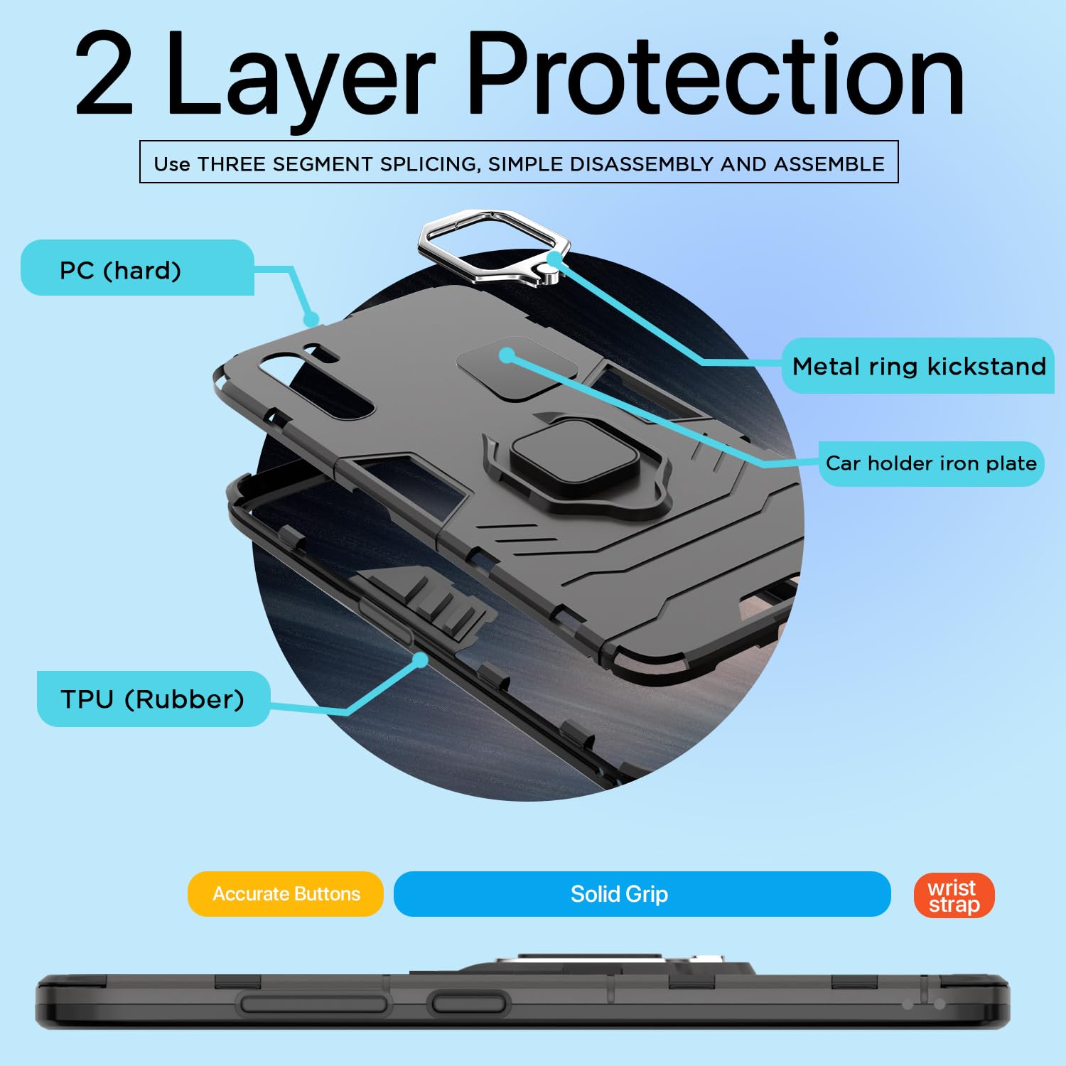 Pikkme Oppo F15 D5 Tough Armor black mobile cover – photo 2