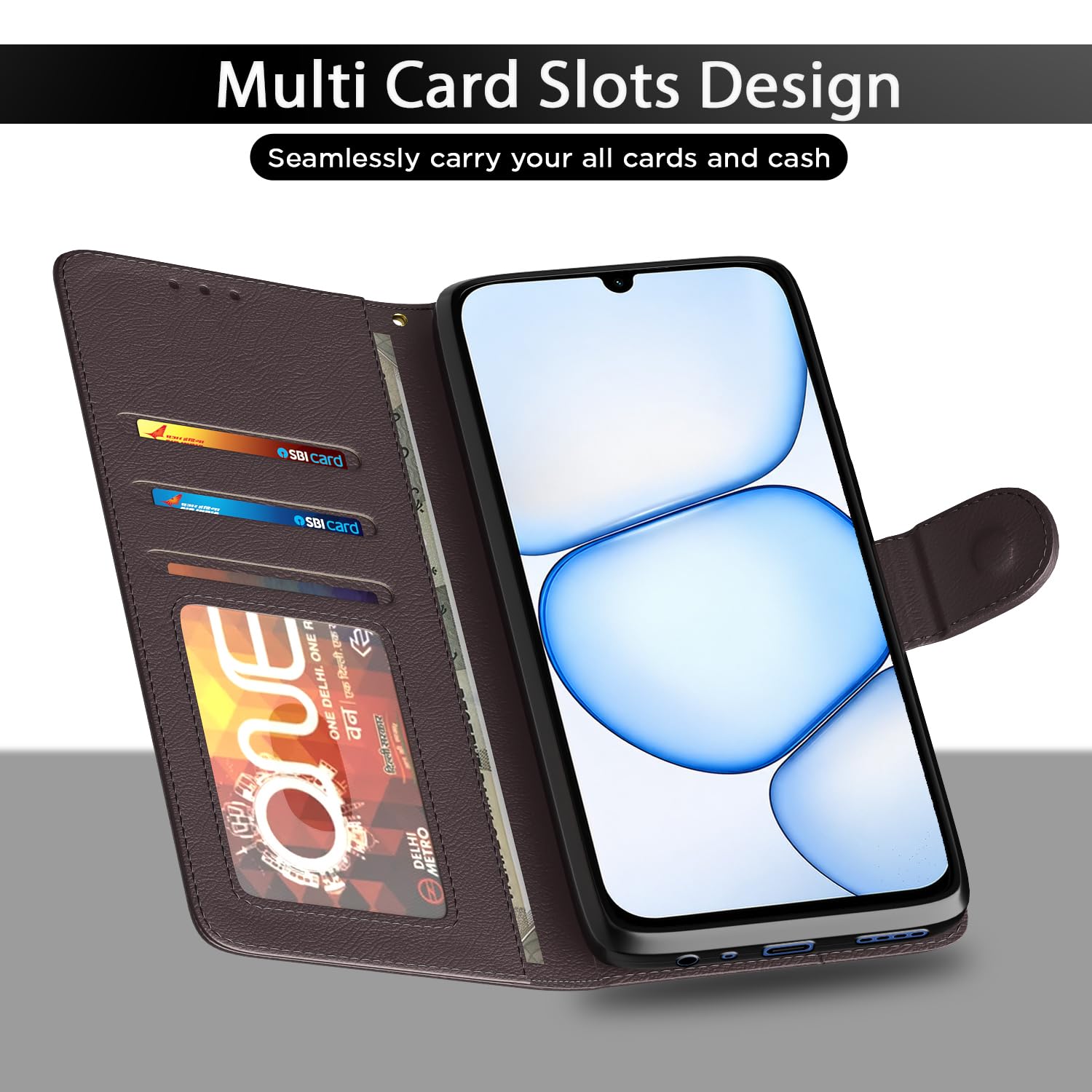 Pikkme Realme C100x Wallet coffee mobile flip cover – photo 5