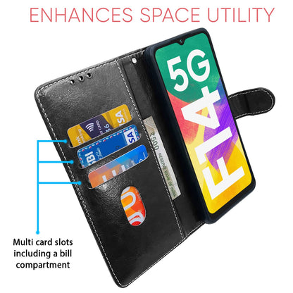 Samsung F14 5G wallet flip cover in black & brown by Pikkme – photo 3