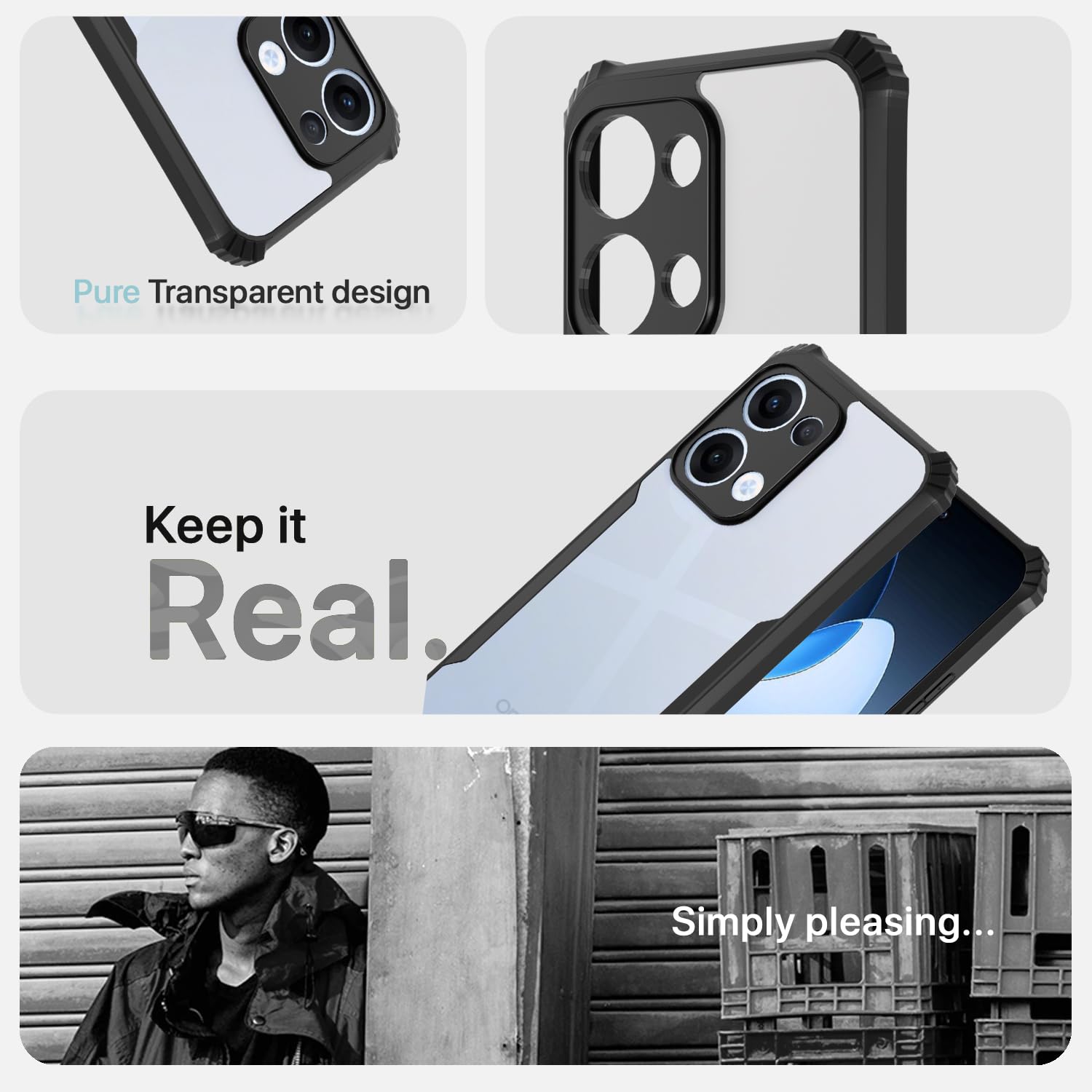 Pikkme Oppo Reno 13 5G Eagle Crystal Clear Transparent Back Cover (Black)