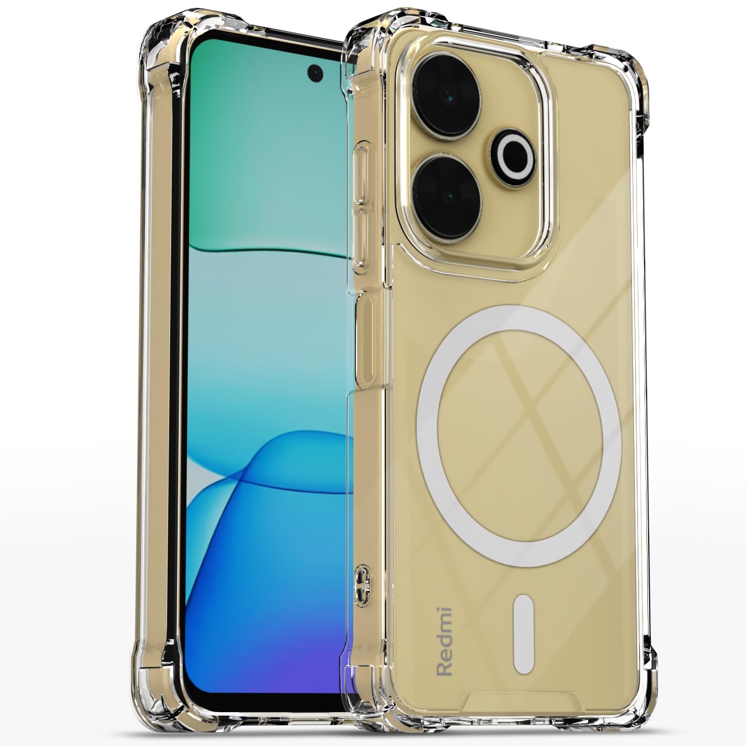 Redmi 13/Poco M6 Plus 5G MagSafe back cover in transparent mag-safe by Pikkme