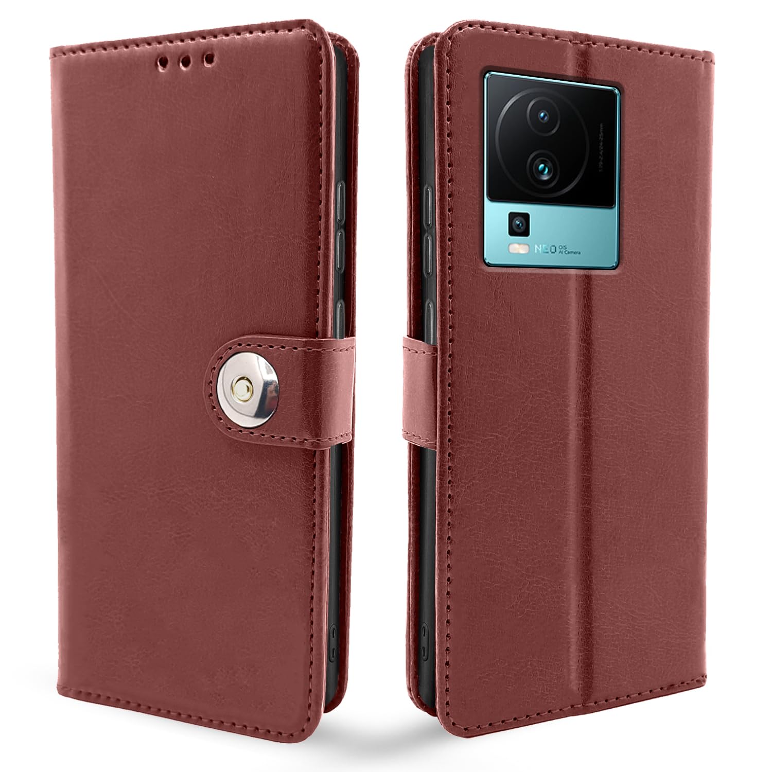 Pikkme iQOO Neo 7 Pro 5G brown flip cover