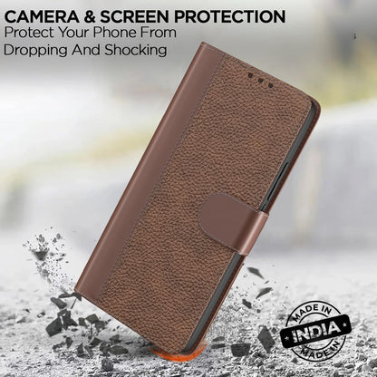 Pikkme Motorola Moto Edge 60 Stylus 5G Double Contrast Flip Cover (Tan)
