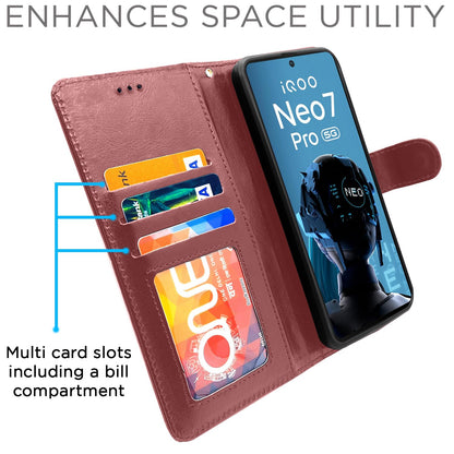 Pikkme iQOO Neo 7 Pro 5G brown flip cover – photo 2