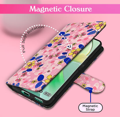 Pikkme pink flower Wallet flip case for Vivo Y200 Pro 5G – photo 6