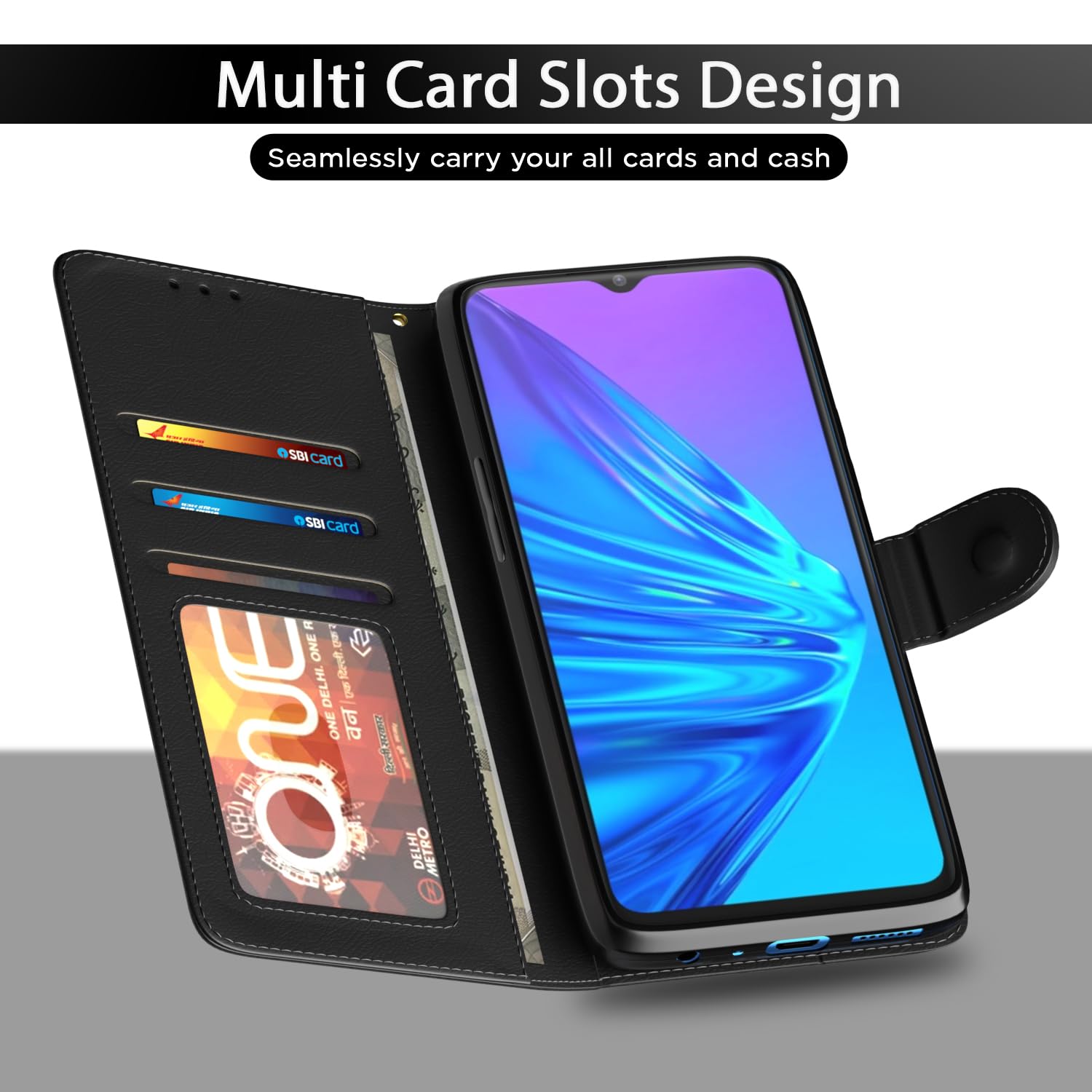 RealMe 5/5s/5i flip case in black by Pikkme – photo 5