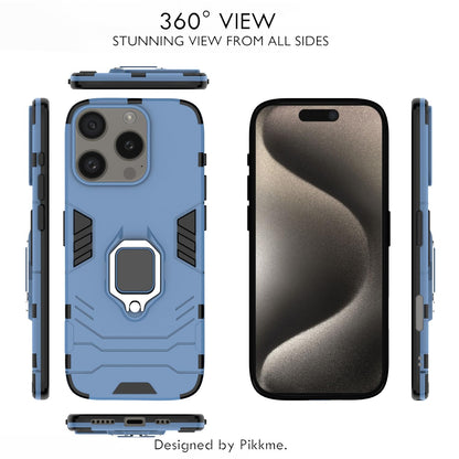 Pikkme iPhone 16 Pro D5 tough Armor Back Cover (Blue)