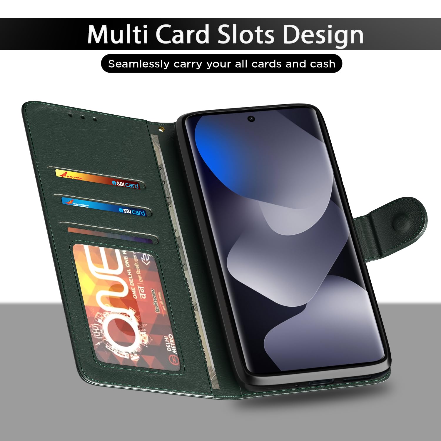 Pikkme Redmi Note 15 5G Wallet green wallet flip cover – photo 5