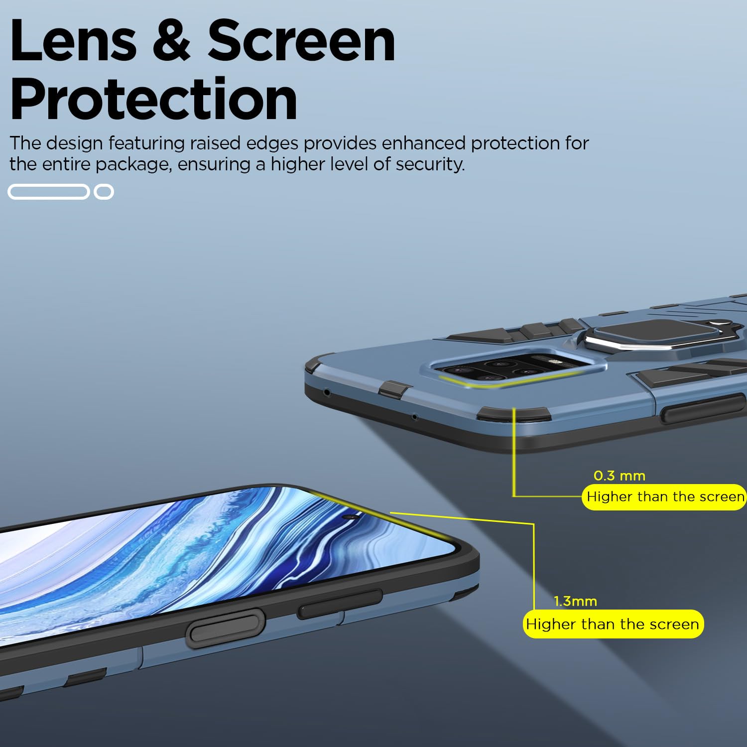 Pikkme Redmi Note 10 Lite/Redmi Note 9 Pro/Note 9 Pro Max D5 Tough Armor Back Cover | Blue