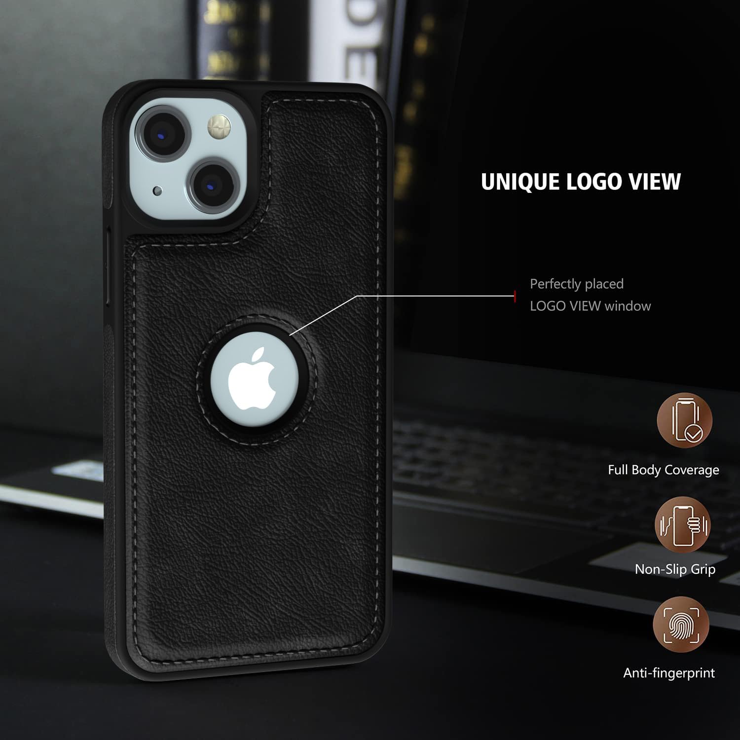 Pikkme black Leather mobile cover for iPhone 15 – photo 2