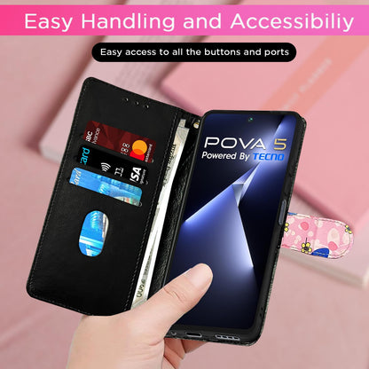 Pikkme Tecno Pova 5/Pova 5 Pro 5G Wallet pink flower wallet flip cover – photo 4