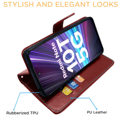 Pikkme Redmi Note 10T/Poco M3 Pro 5G brown & coffee mobile flip cover – photo 5