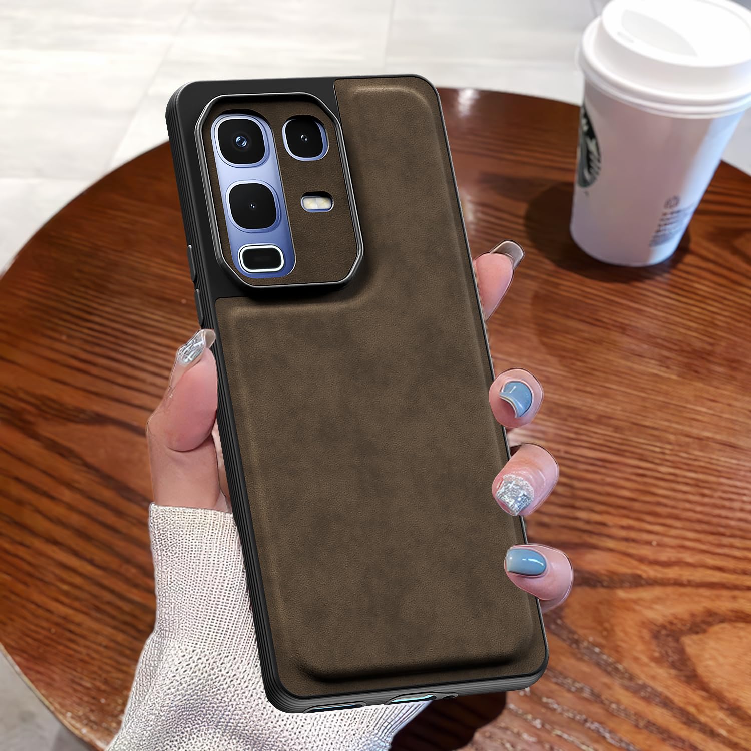 Coffee Leather back cover for Infinix Note 50s 5G – Pikkme – photo 7