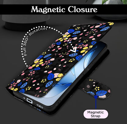 Pikkme Oppo Reno 13 5G Wallet black flower mobile flip cover – photo 6