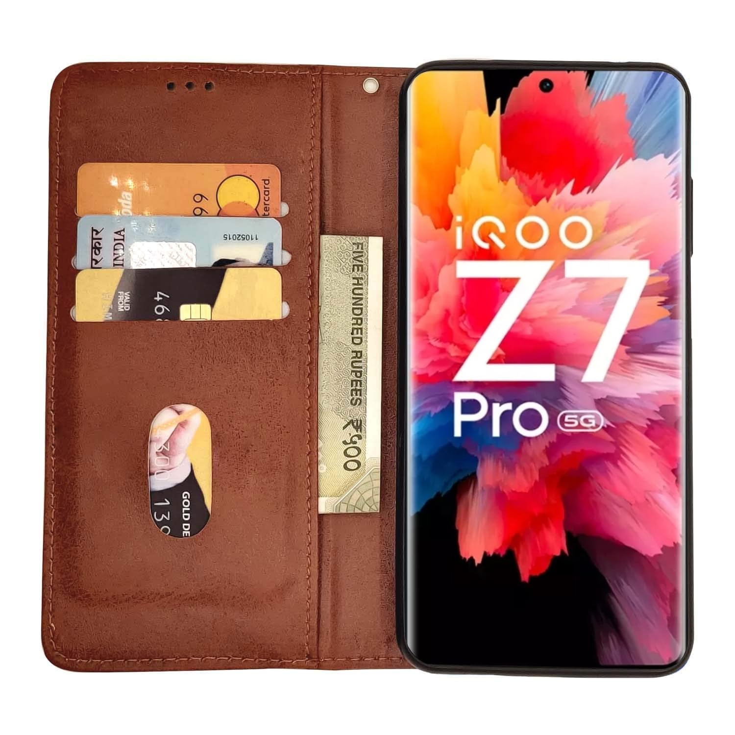 Pikkme iQOO Z7 Pro 5G Magnetic brown flip case – photo 3