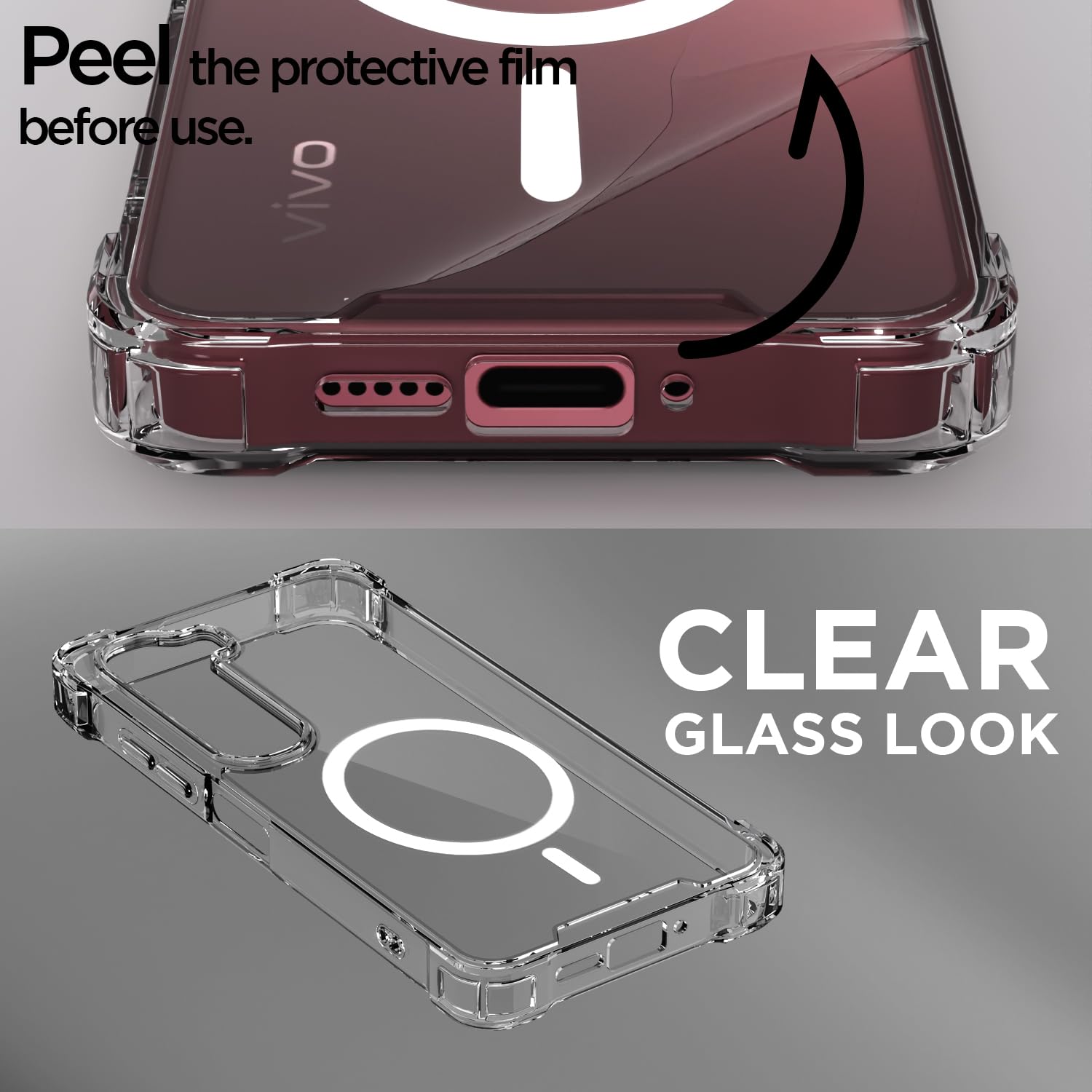 Vivo Y31 5G MagSafe phone cover in transparent mag-safe by Pikkme – photo 3