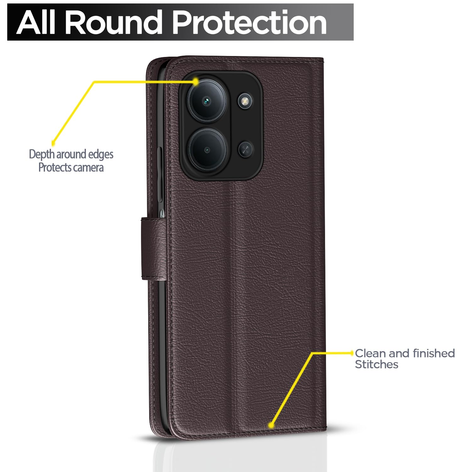 Redmi 15C 5G Wallet flip case in coffee by Pikkme – photo 4