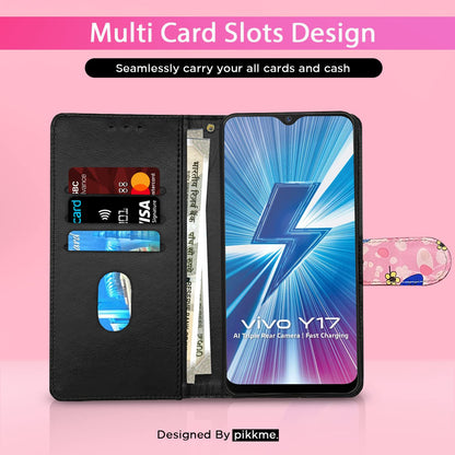 Vivo Y12/Y15/Y17/U10 wallet flip cover in pink flower by Pikkme – photo 2
