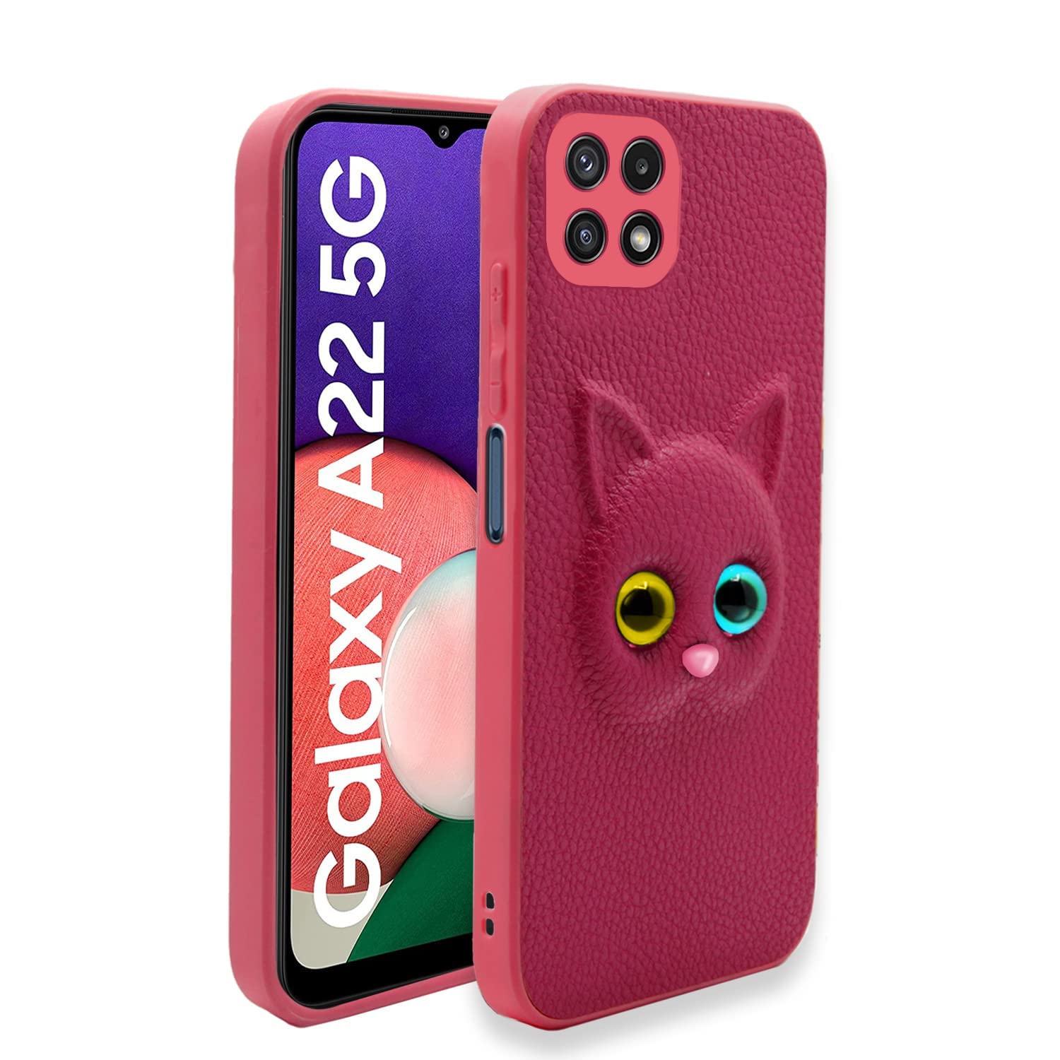 Samsung A22/F42 5G Cat mobile cover in pink by Pikkme