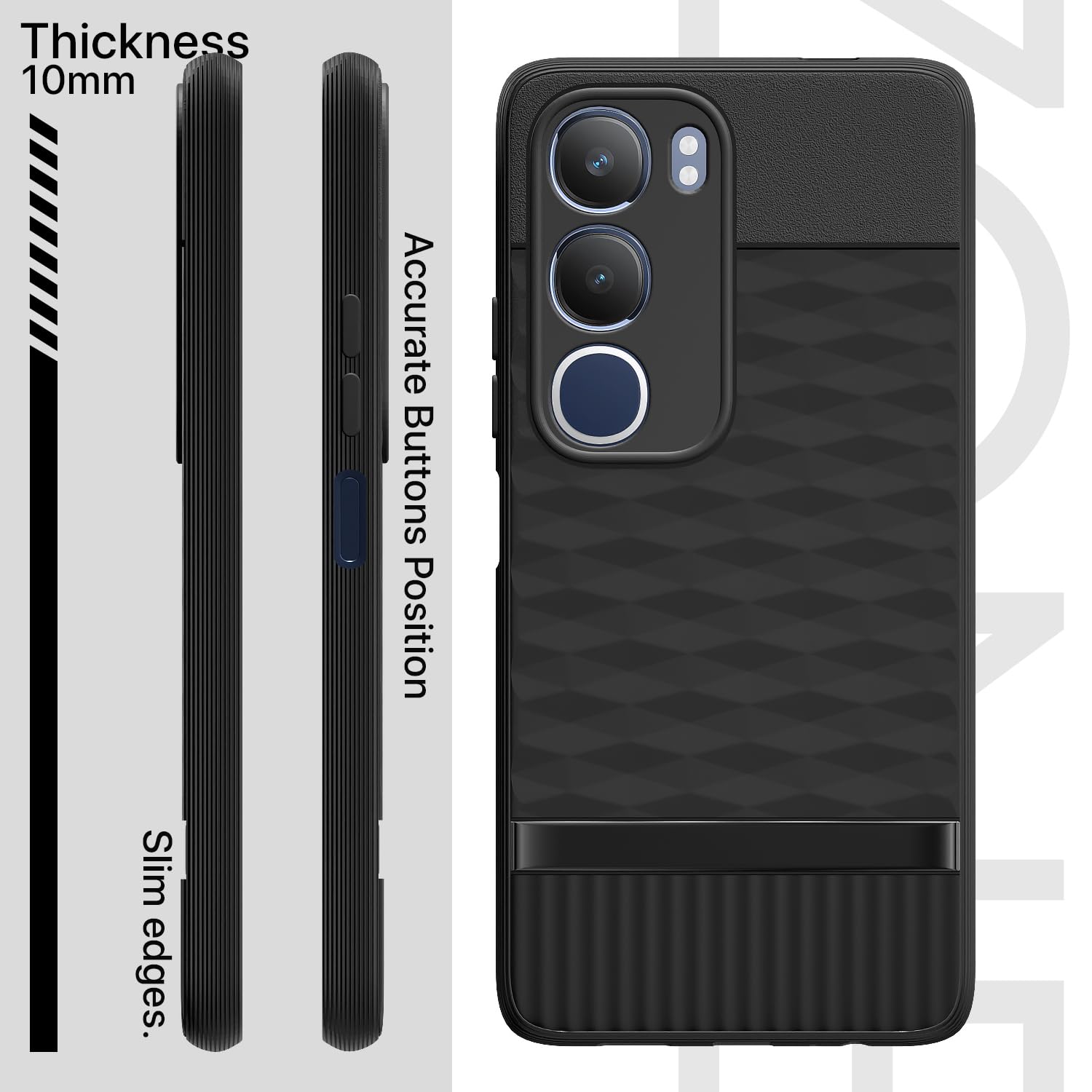 Pikkme Vivo Y19s / Vivo Y29 5G  Gencase Back Cover (Black)