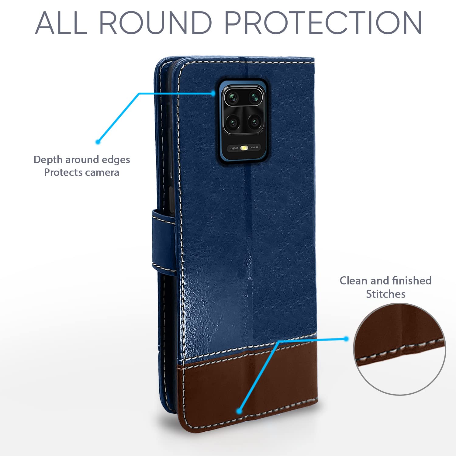 Pikkme Redmi Note 10 Lite/Note 9 Pro/Pro Max blue & brown flip cover – photo 4