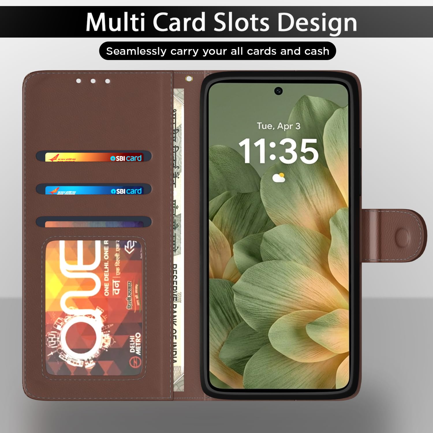 Tan wallet flip cover for Moto Edge 70 Pro 5G – Pikkme – photo 5