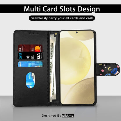 Pikkme black flower Wallet mobile flip cover for Samsung S24 5G – photo 2