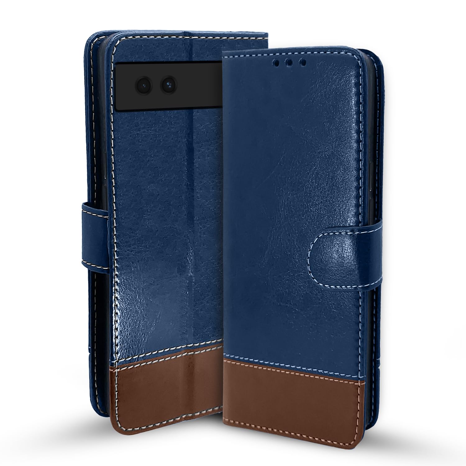 Pikkme Google Pixel 6a Magnetic blue & brown flip cover