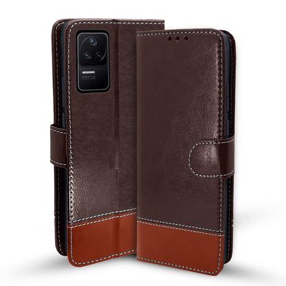 Pikkme Mi Poco F4 5G coffee & brown wallet flip cover