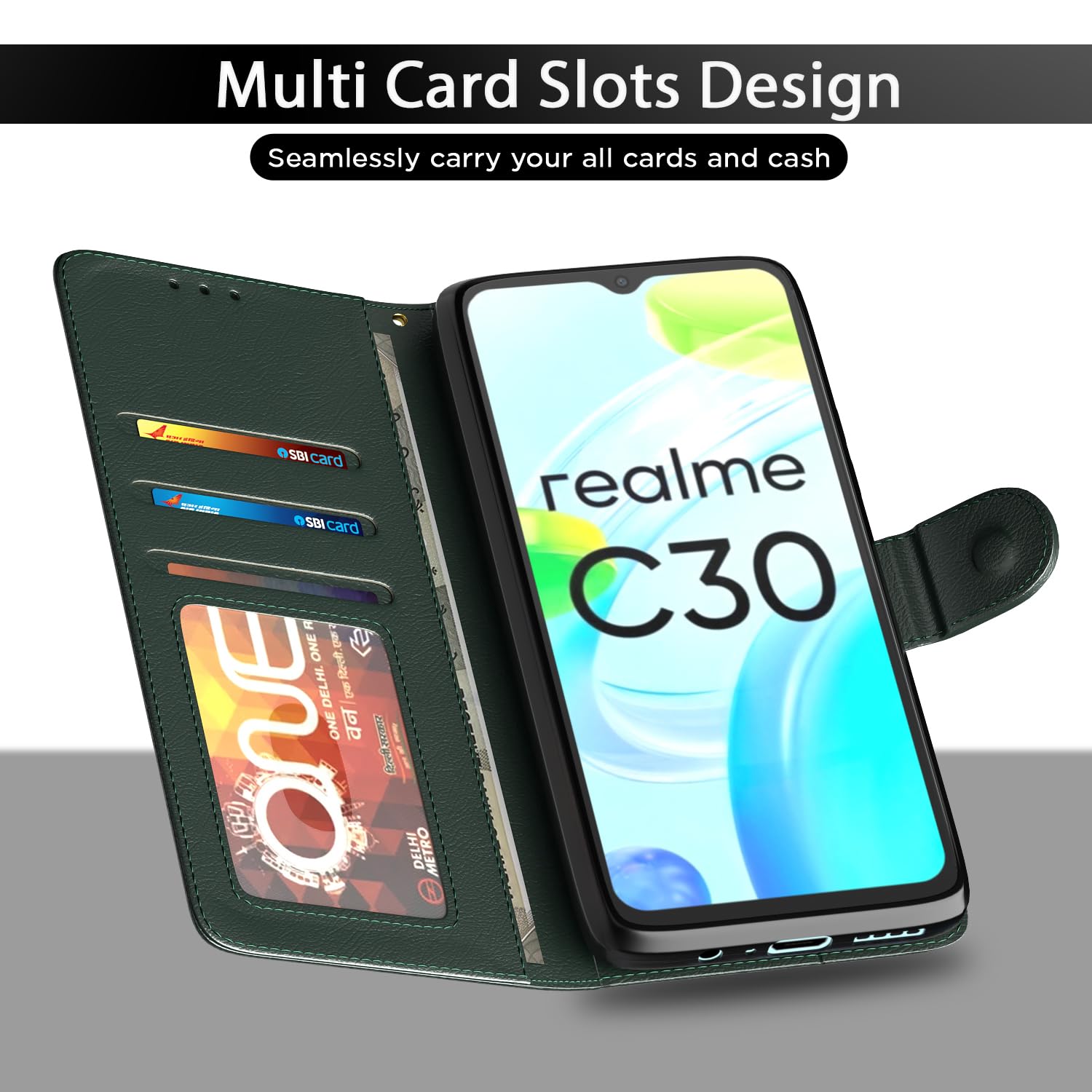 Pikkme green mobile flip cover for Realme C30/Narzo 50i Prime – photo 5