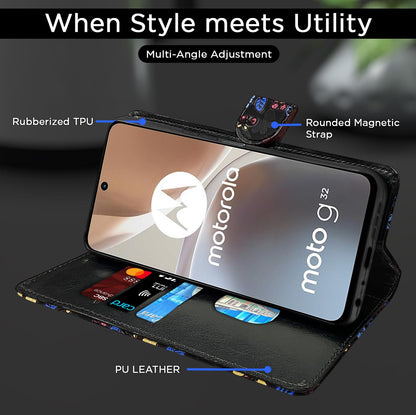 Black flower Wallet flip cover for Moto G32 – Pikkme – photo 5