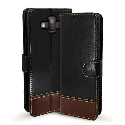 Samsung J7 Magnetic mobile flip cover in black & brown by Pikkme