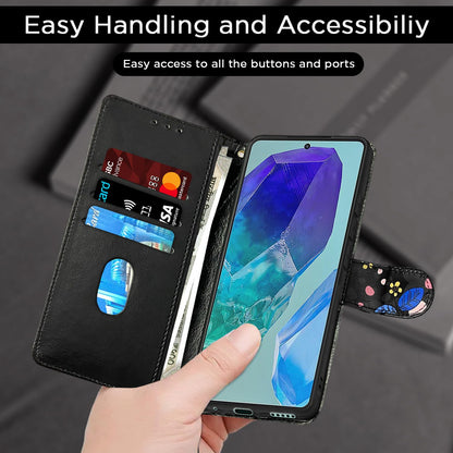 Pikkme Samsung M55/M55s/F55 5G Wallet black flower wallet flip cover – photo 7