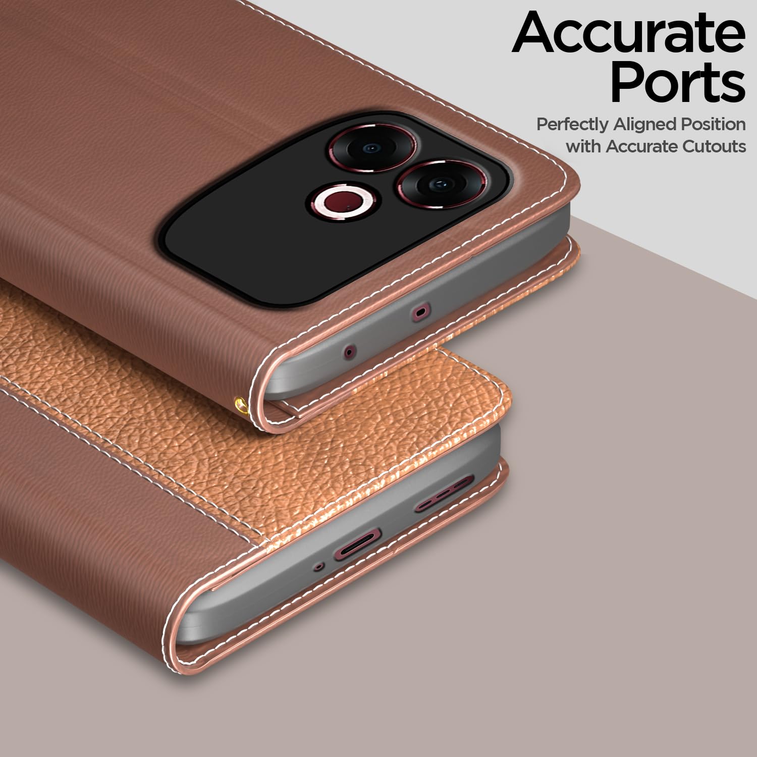 Oppo F33 Pro 5G Wallet wallet flip cover in tan by Pikkme – photo 2