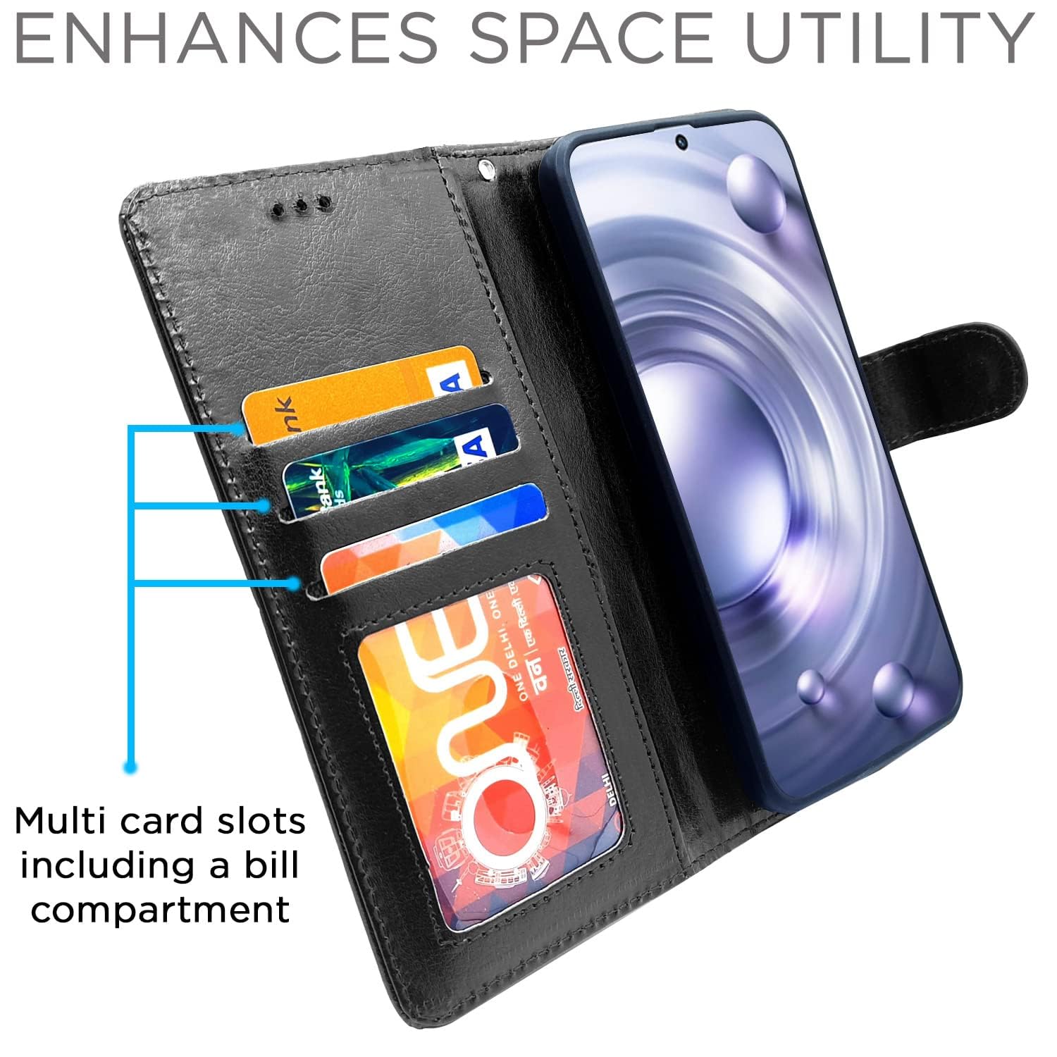 Vivo X80 Pro flip case in black by Pikkme – photo 3