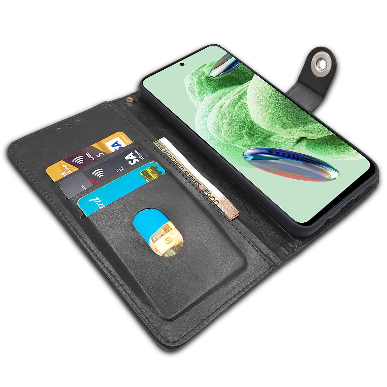 Black Button mobile flip cover for Poco X5/Redmi Note 12 5G – Pikkme – photo 3