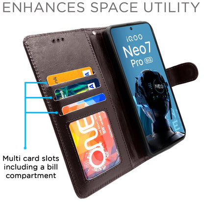 Pikkme iQOO Neo 7 Pro 5G coffee wallet flip cover – photo 2